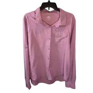 Pacific Trail Womens XL Hiking Shirt Mauve Pink Ripstop Roll Tab Long Sleeve 009